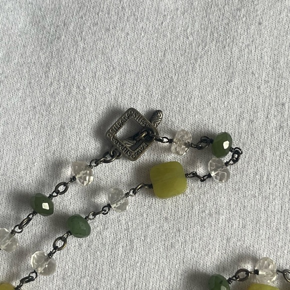Silpada 925 Sterling Silver Green Jade Olive Crystal Long Necklace N1247 35” - Picture 3 of 3